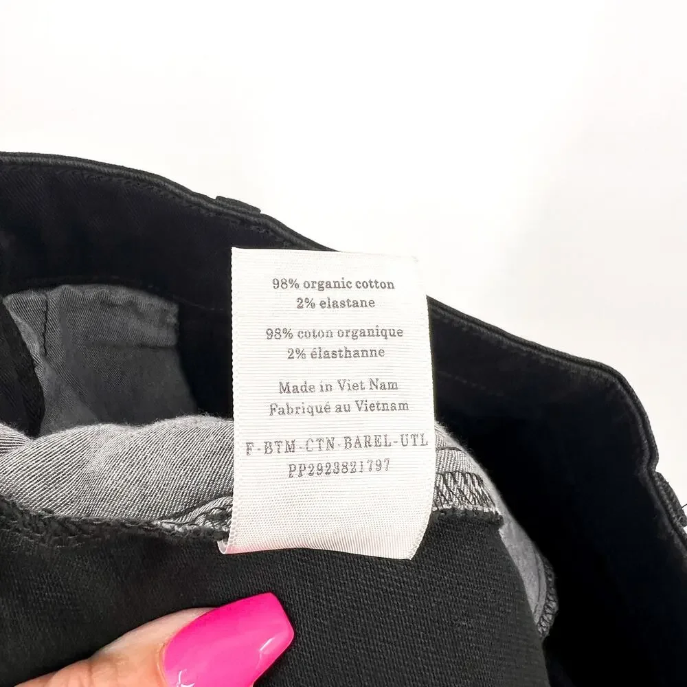 EVERLANE Women's The Utility Barrel Pants Size 10 TALL Black Cotton Twill NWT